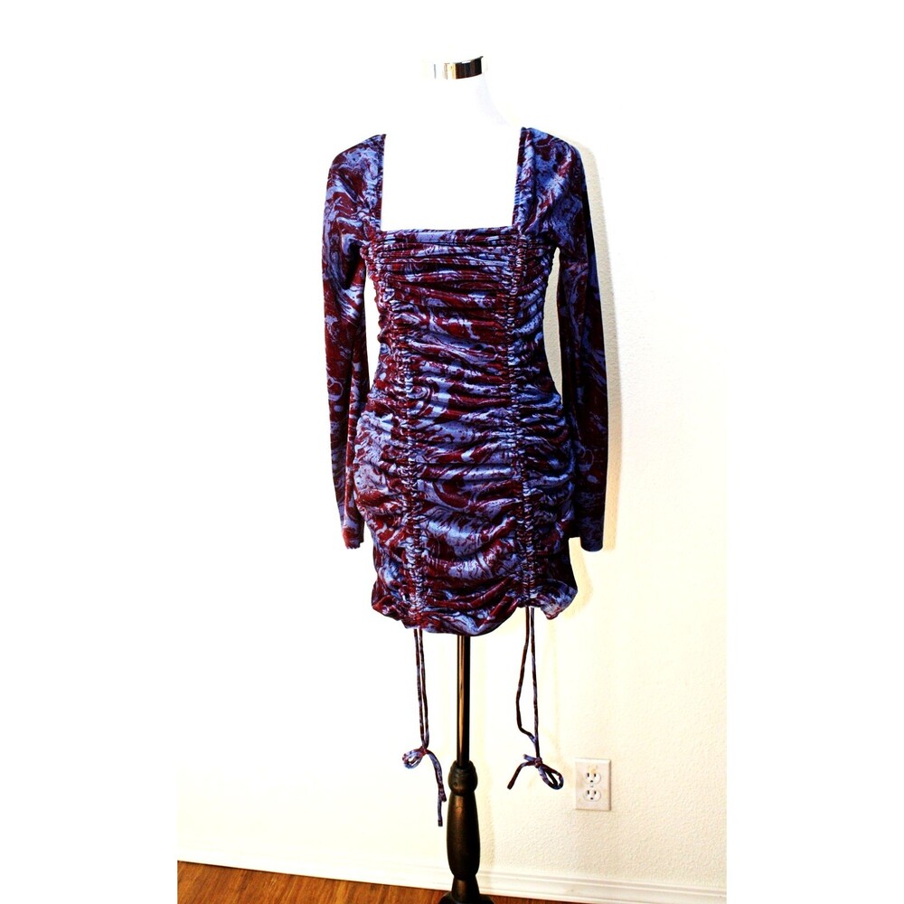 Mini Dress Dark Fairy Whimsigoth Sz. M Princess Polly Ruched Bodycon Velvet #03